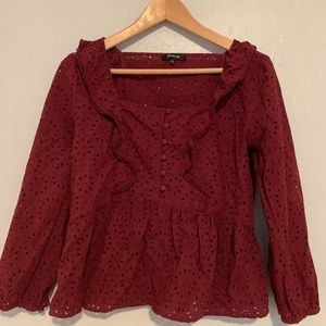 Madewell crimson eyelet detail blouse